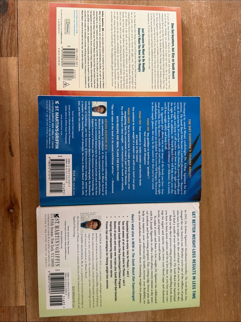 Arthur Agatston South Beach Diet Book Set - Blue, Orange, White Covers